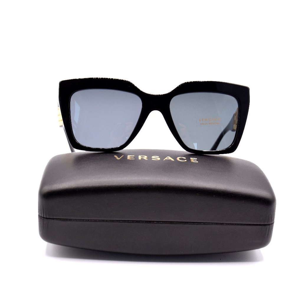 NEW VERSACE VE4418 GB1/87 BLACK DARK GREY LENS AUTHENTIC SUNGLASSES - Picture 3 of 9